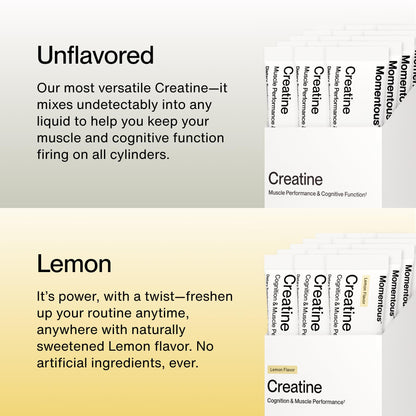 Momentous Lemon Creatine Monohydrate Powder | Creapure Creatine | NSF Certified for Sport | 6.49 g/Serving | 15 Servings