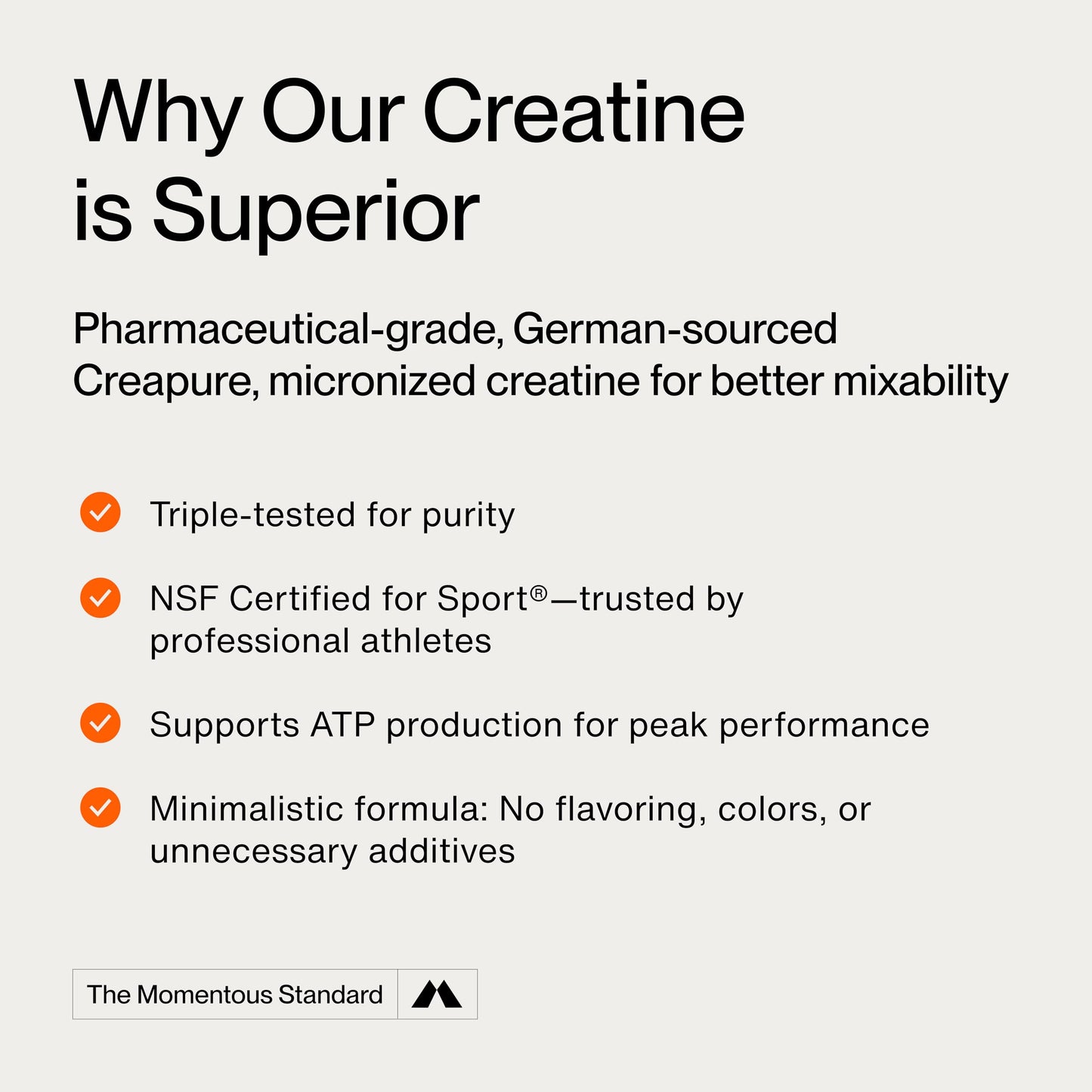 Momentous Lemon Creatine Monohydrate Powder | Creapure Creatine | NSF Certified for Sport | 6.49 g/Serving | 15 Servings