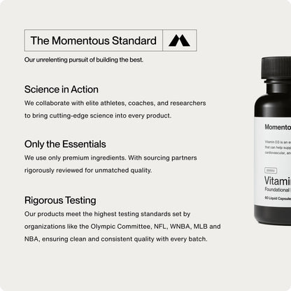 Momentous Vitamin D3 Supplement - 2,000 IU Capsules for Foundational Health Support - NSF Certified for Sport - Gluten-Free - 60 Servings