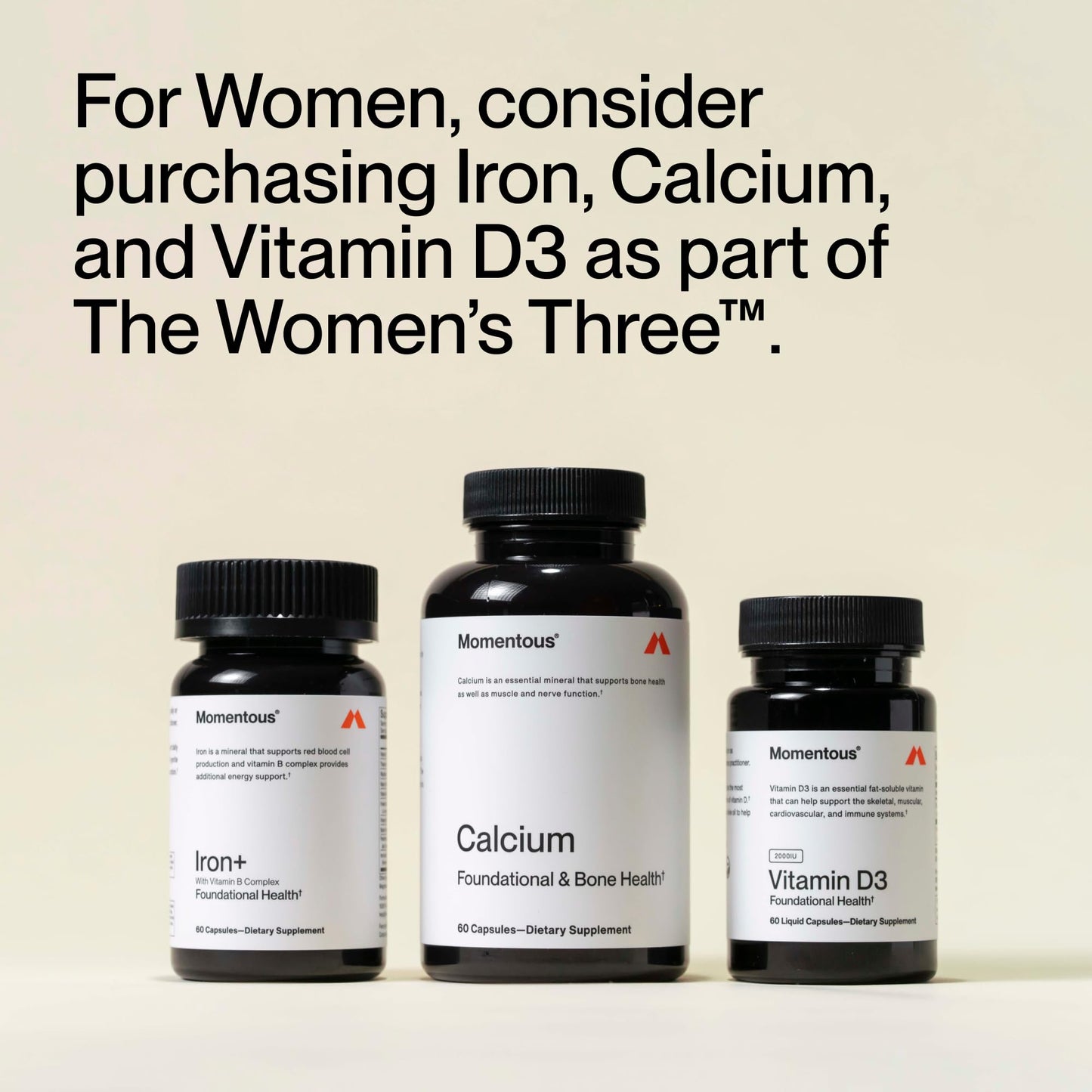 Momentous Iron+ with Vitamin C & B Complex | Ferrochel Iron Capsules | NSF Certified for Sport | Gluten-Free | 60 Servings