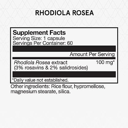 Momentous Rhodiola Rosea Supplement – Adaptogen for Stress, Cognition & Fatigue | NSF Certified for Sport | Vegan, GMO-& Gluten-Free | 60 Servings