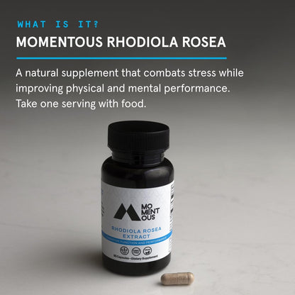 Momentous Rhodiola Rosea Supplement – Adaptogen for Stress, Cognition & Fatigue | NSF Certified for Sport | Vegan, GMO-& Gluten-Free | 60 Servings