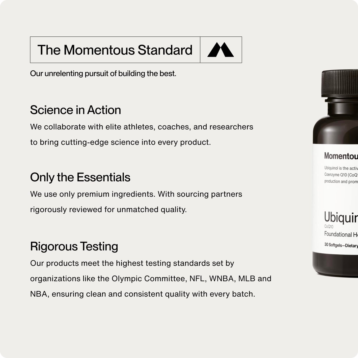 Momentous Ubiquinol | Plant-Based CoQ10 Softgels | NSF for Sport | 30 Servings