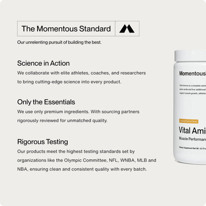 Momentous Vital Aminos Powder – 13 Amino Acids (EAAs + extras) | BCAA & EAA | Tropical Punch | NSF Certified for Sport | GMO & Gluten-Free | 30 Servings BritishVita | Premium UK Vitamins & Wellness Supplements