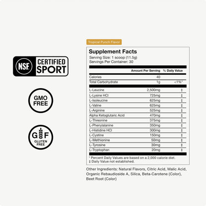 Momentous Vital Aminos Powder – 13 Amino Acids (EAAs + extras) | BCAA & EAA | Tropical Punch | NSF Certified for Sport | GMO & Gluten-Free | 30 Servings BritishVita | Premium UK Vitamins & Wellness Supplements