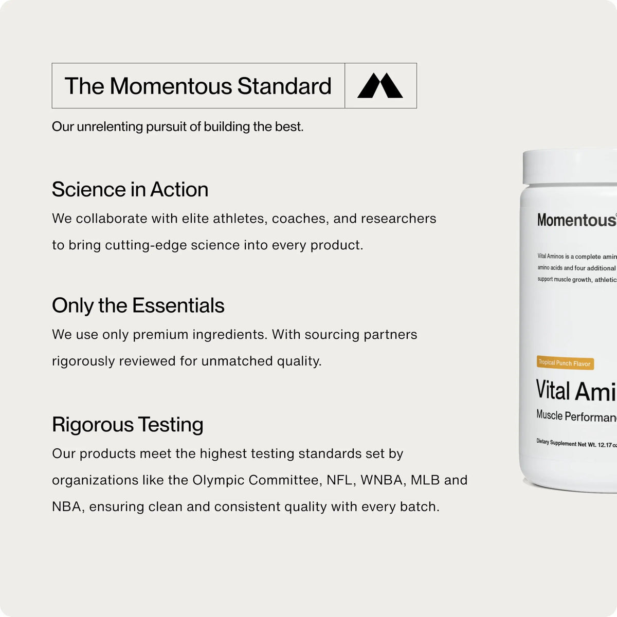 Momentous Vital Aminos Powder – 13 Amino Acids (EAAs + extras) | BCAA & EAA | Tropical Punch | NSF Certified for Sport | GMO & Gluten-Free | 30 Servings BritishVita | Premium UK Vitamins & Wellness Supplements