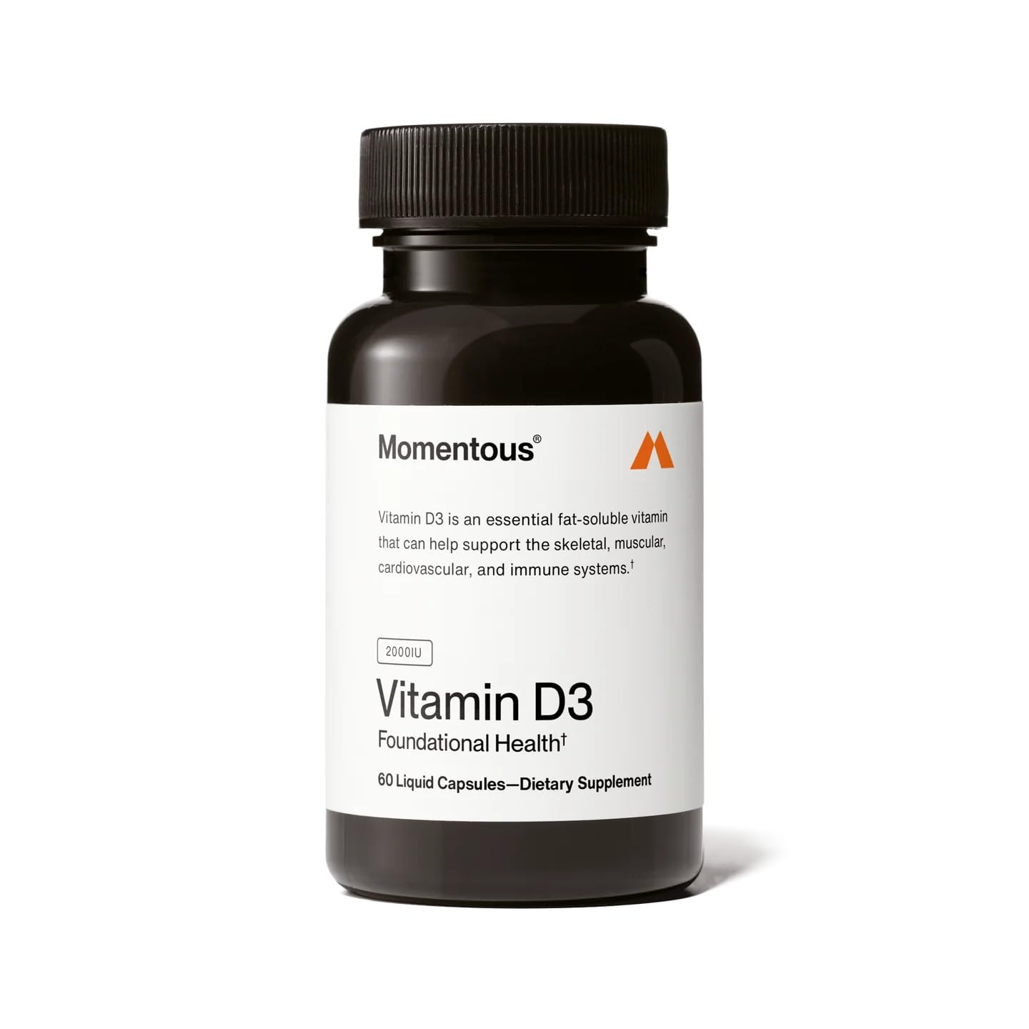 Momentous Vitamin D3 Supplement - 2,000 IU Capsules for Foundational Health Support - NSF Certified for Sport - Gluten-Free - 60 Servings