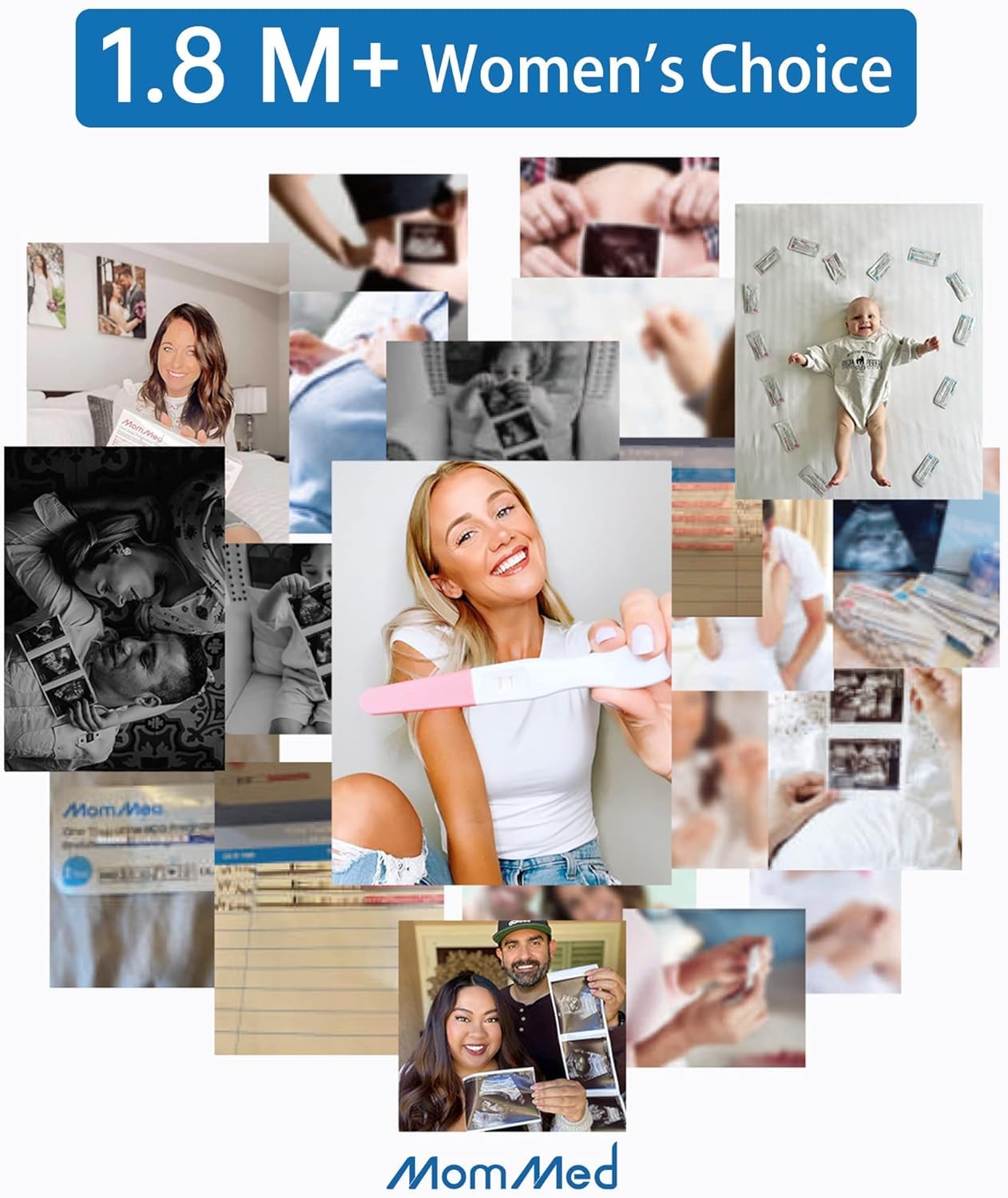 MomMed Pregnancy Test Strips – 55 HCG Tests, 99%+ Accurate, Free Urine Cups
