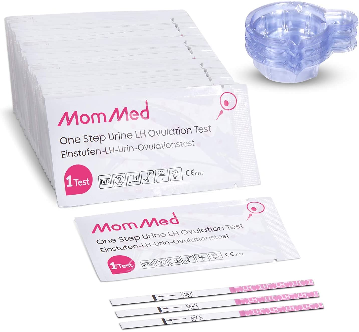 MomMed LH60 Ovulation Test Strips with 60 Cups - Reliable LH Surge Kit