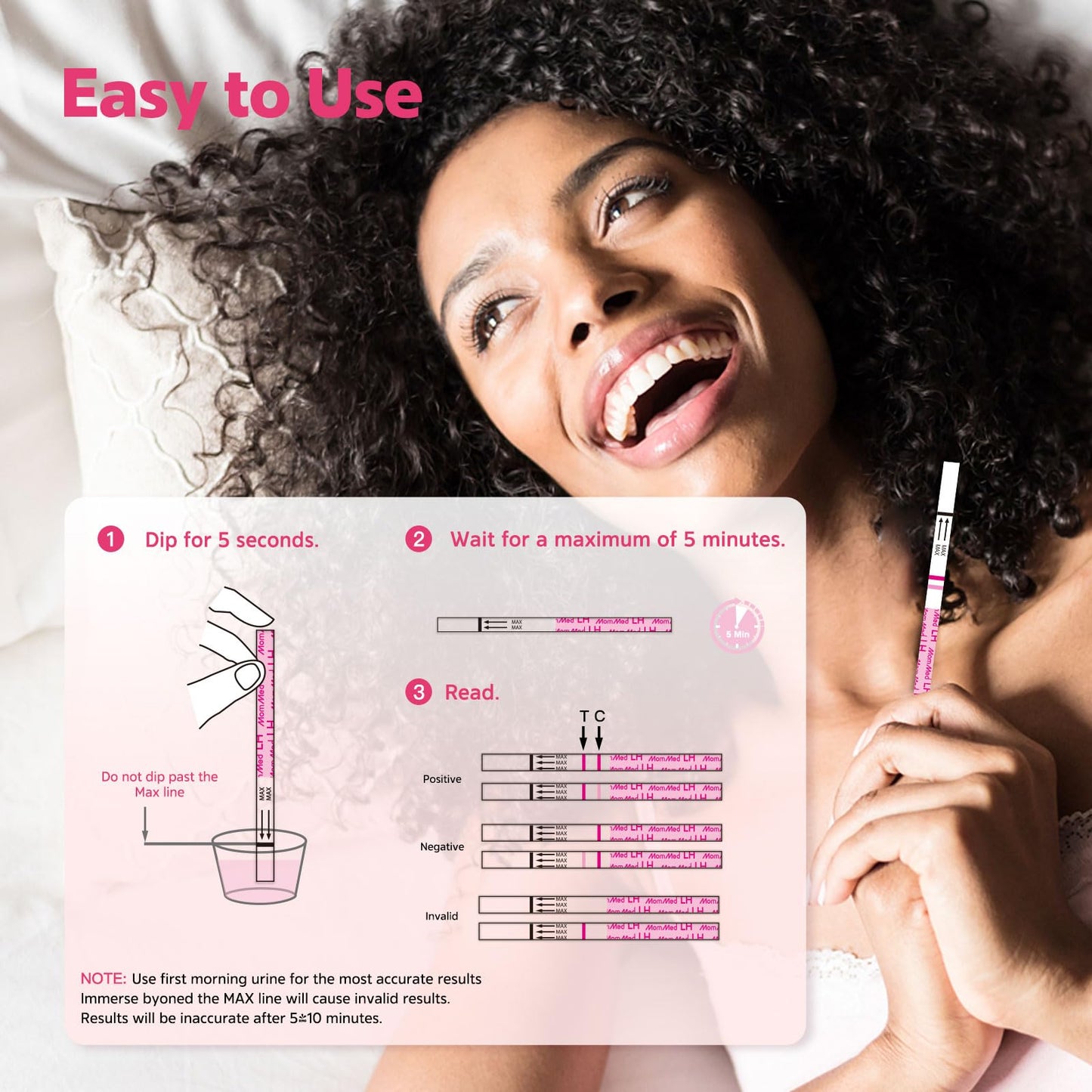 MomMed Ovulation Test Strips | 105 LH Kit with Collection Cups | Home Testing