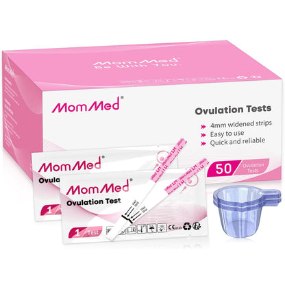 MomMed Ovulation Test Strips – 50 LH Predictor Kit with Cups