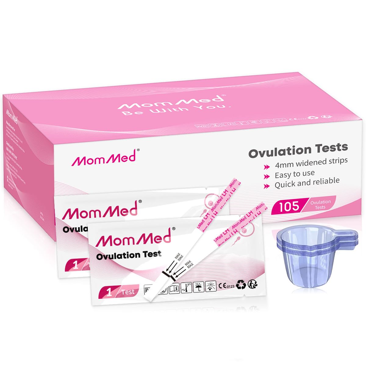 MomMed Ovulation Test Strips | 105 LH Kit with Collection Cups | Home Testing