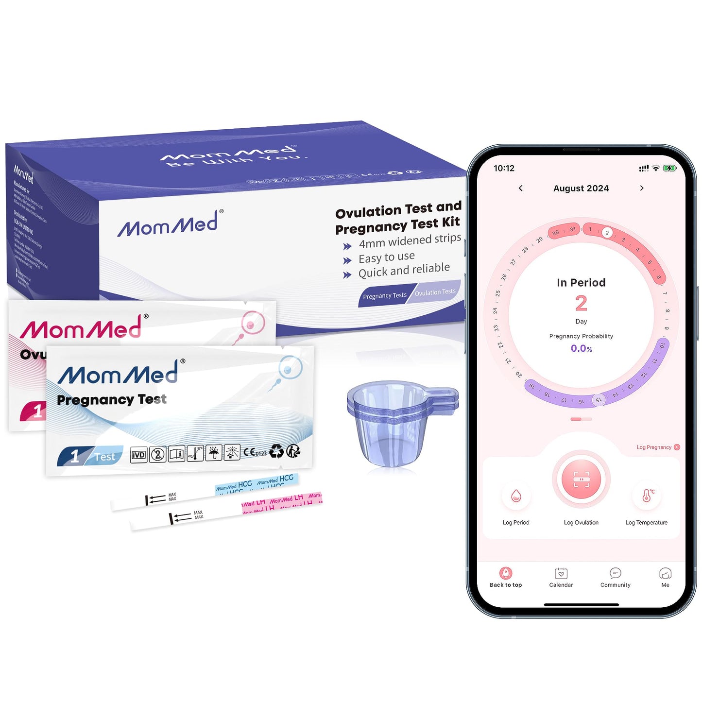 MomMed Ovulation & Pregnancy Test Strips – LH50-HCG20, 50+20 Tests Kit