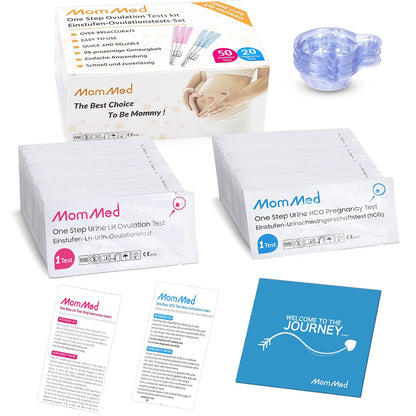 MomMed Ovulation & Pregnancy Test Strips – LH50-HCG20, 50+20 Tests Kit