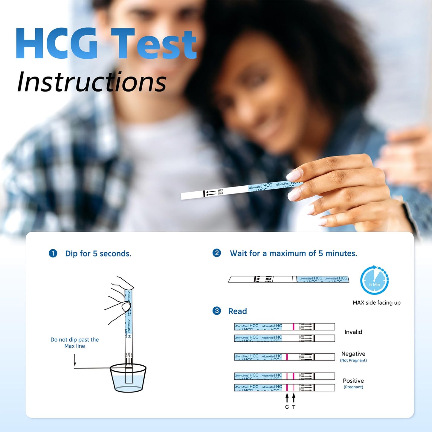 MomMed Pregnancy Test Strips – 20 HCG Tests, 99% Accurate, 20 Free Urine Cups, Bulk for Home Use