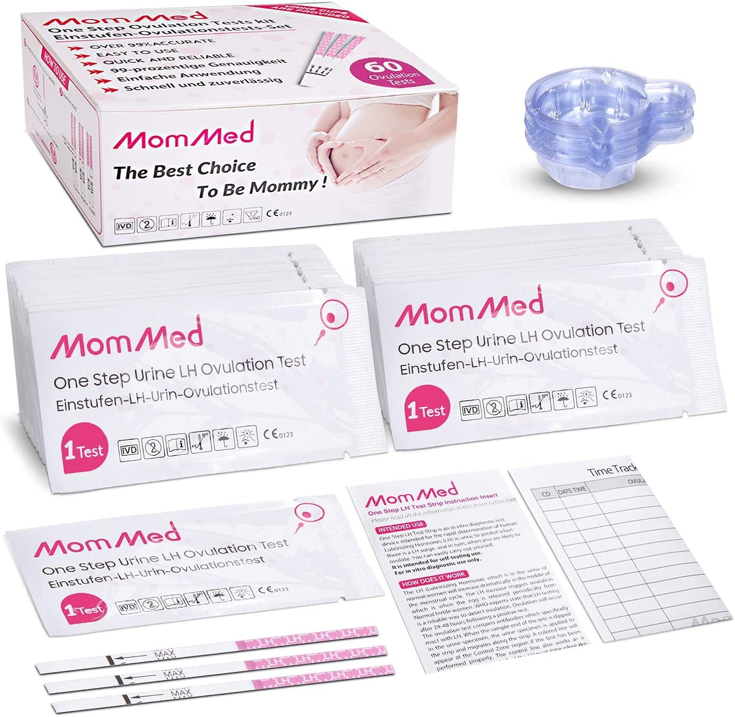 MomMed LH60 Ovulation Test Strips with 60 Cups - Reliable LH Surge Kit