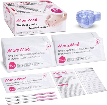 MomMed LH60 Ovulation Test Strips with 60 Cups - Reliable LH Surge Kit