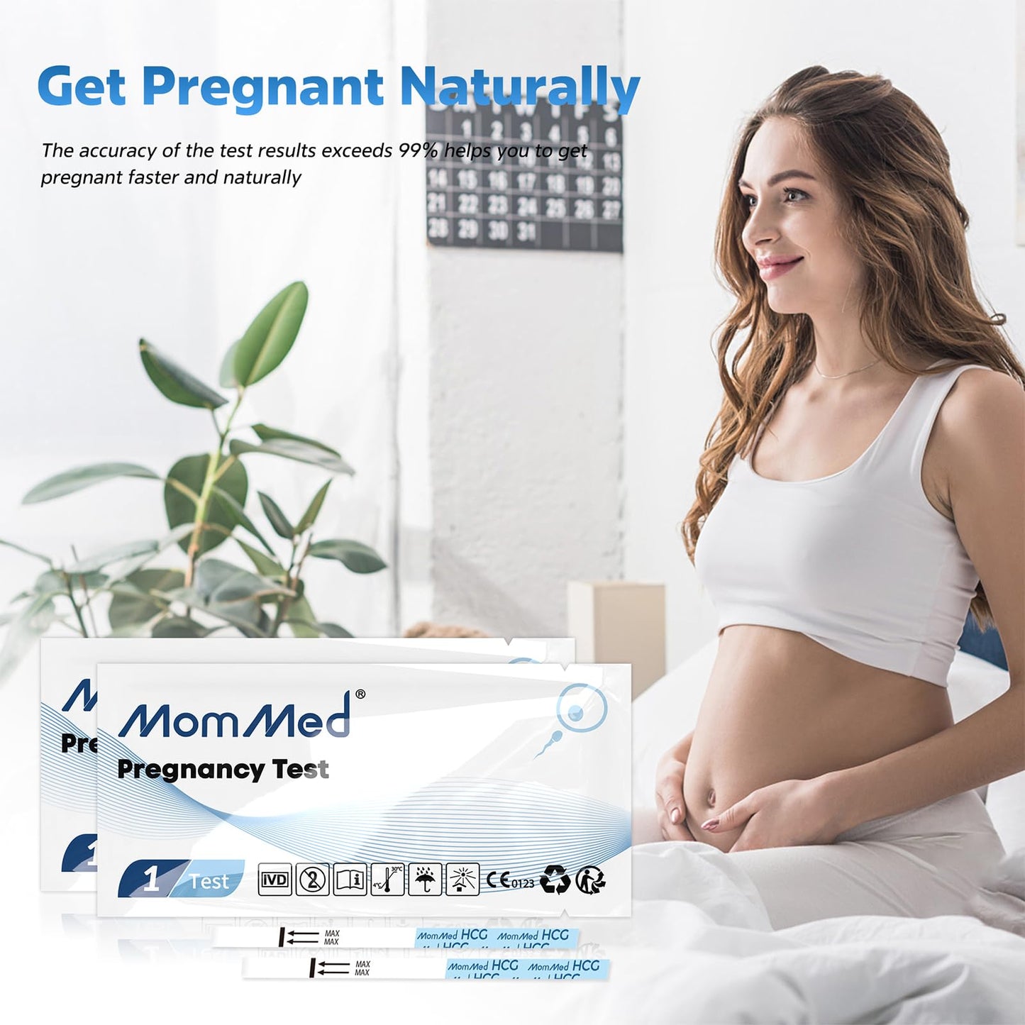 MomMed Pregnancy Test Strips – 30 Count, Early Detection, Over 99% Accurate, 30 Free Urine Cups
