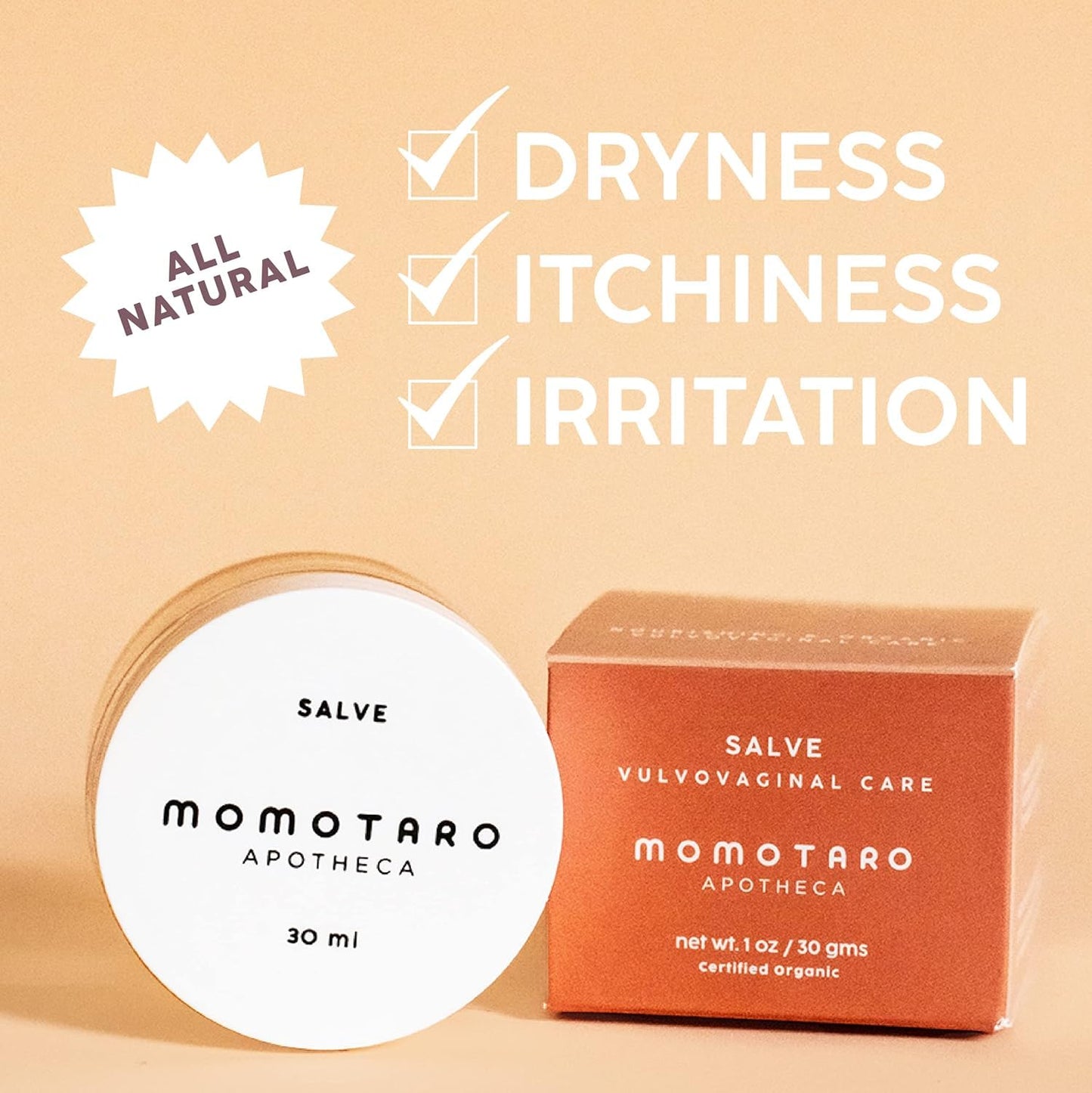MOMOTARO APOTHECA Vaginal Moisturizer | Organic Vulva Salve for Gentle, Hormone-Free pH Balance (1 oz)
