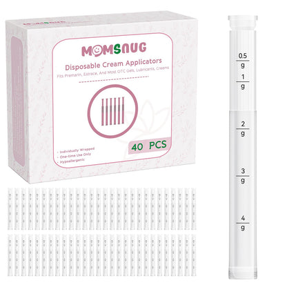 Momsnug Disposable Vaginal Applicators — 40 Pack with Dosage Markings, Hygienic & Compatible with Premarin, Estrace, Preseed