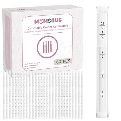 Momsnug Disposable Vaginal Cream Applicators with Dosage Markings – 60 Pack