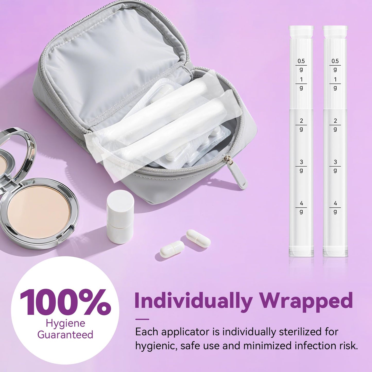 Momsnug Disposable Vaginal Applicators — 40 Pack with Dosage Markings, Hygienic & Compatible with Premarin, Estrace, Preseed