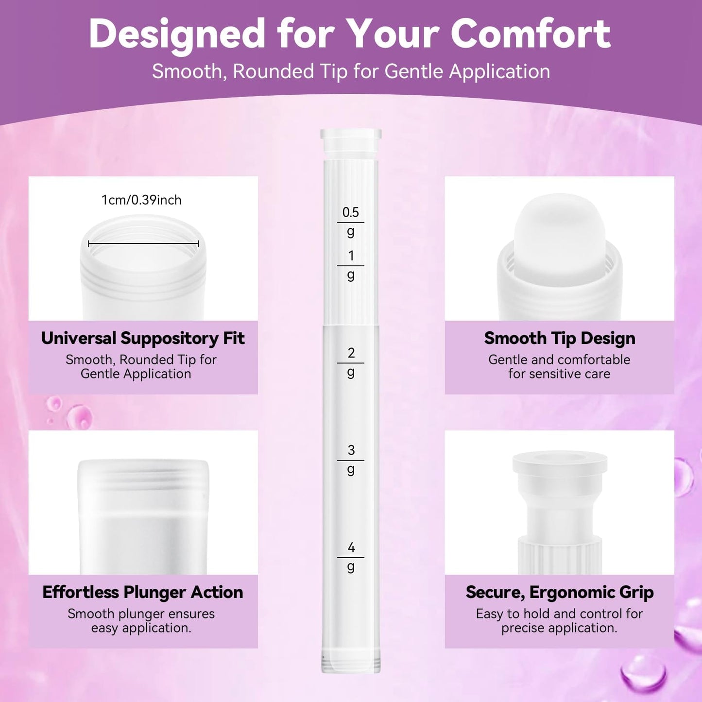 Momsnug Disposable Vaginal Applicators — 40 Pack with Dosage Markings, Hygienic & Compatible with Premarin, Estrace, Preseed