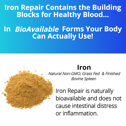 Iron Repair: Natural Iron Supplement with Best Absorption | Gentle on Stomach | Monash Low FODMAP | 90 Capsules