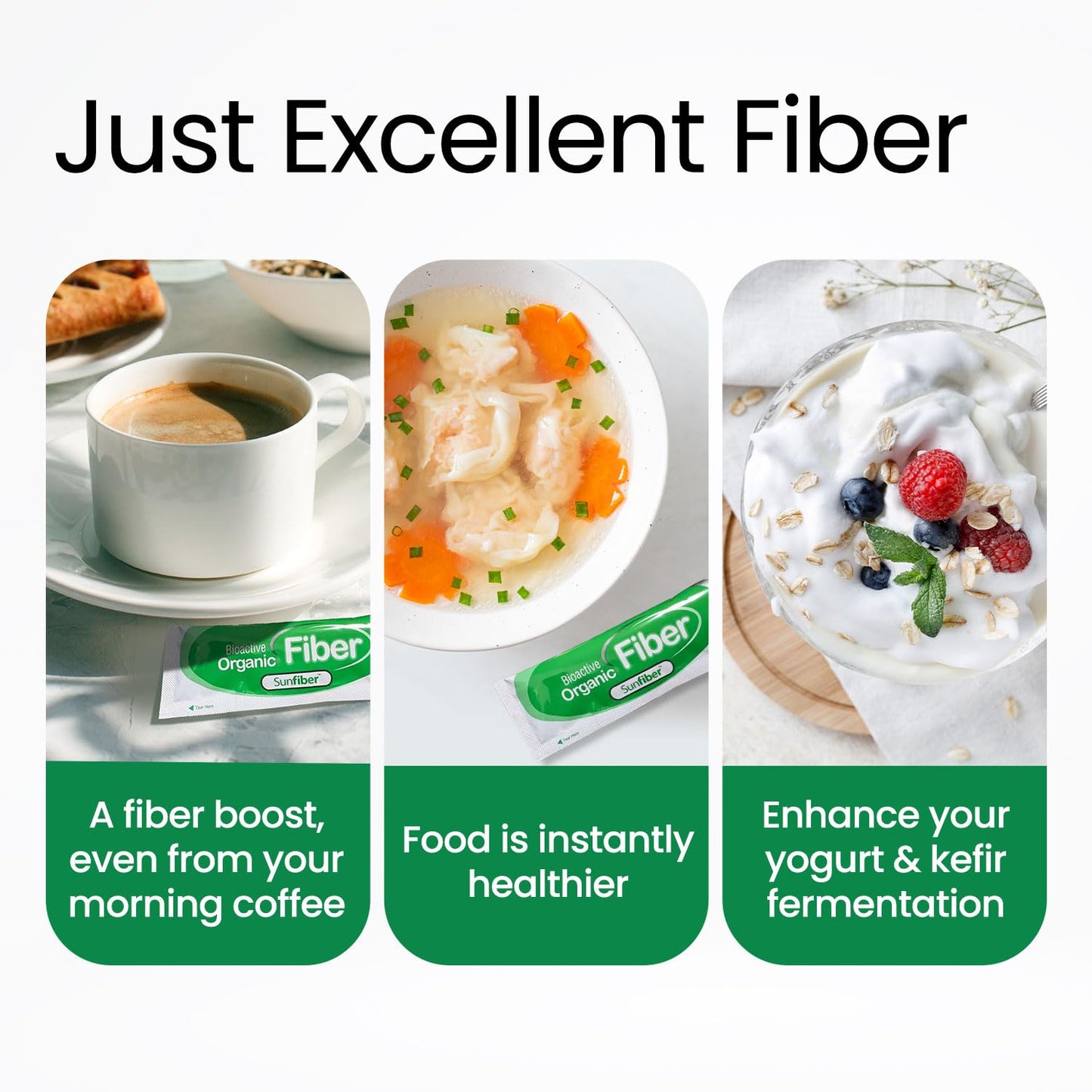LABO Nutrition Bioactive Organic Fiber – Sunfiber PHGG Prebiotic Fiber for Digestive Health, 30 Sachets