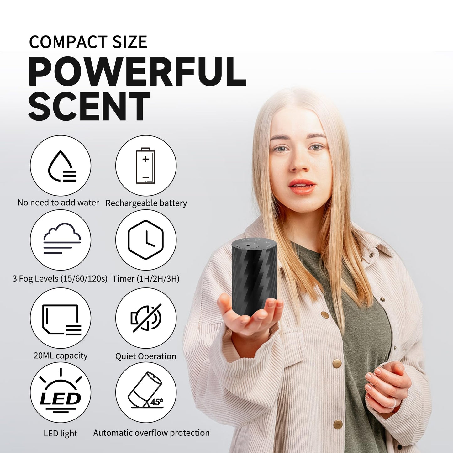 Moncer Waterless Diffuser for Essential Oil, 100ml Aromatherapy Atomizing Diffuser for Home Car Office
