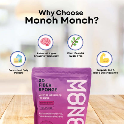 Monch Monch Calorie Absorbing Fiber Sponge – Forest Berry, 60 Ct – Vegan Konjac Gum + Prebiotic Fiber for Gut Health & Blood Sugar Support BritishVita | Premium UK Vitamins & Wellness Supplements