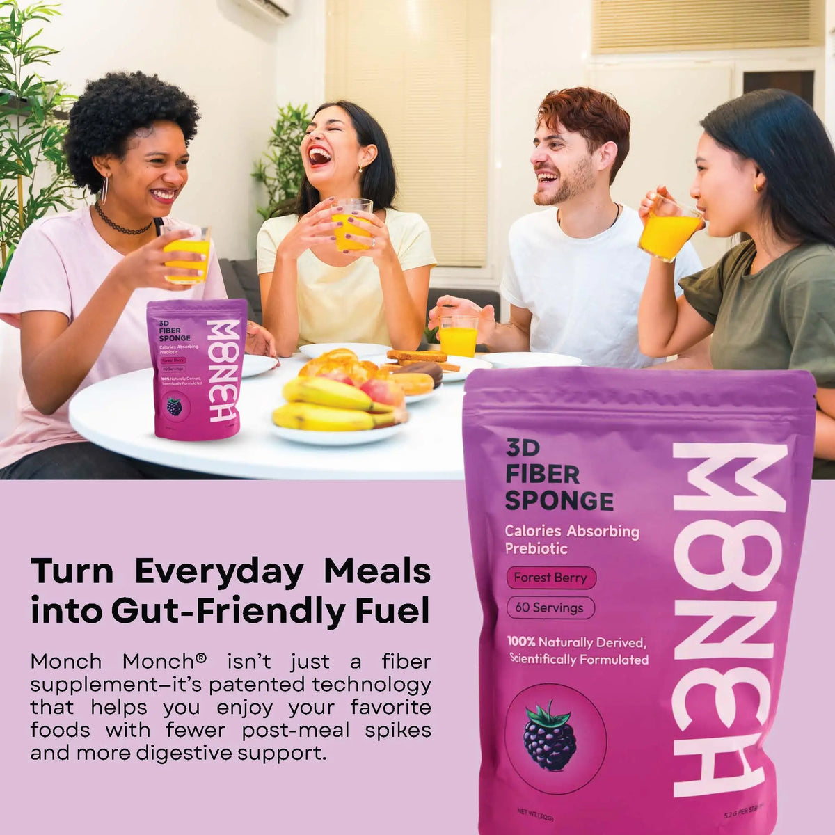 Monch Monch Calorie Absorbing Fiber Sponge – Forest Berry, 60 Ct – Vegan Konjac Gum + Prebiotic Fiber for Gut Health & Blood Sugar Support BritishVita | Premium UK Vitamins & Wellness Supplements