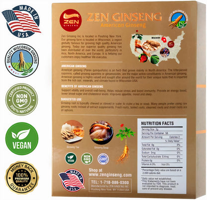 American Wisconsin Ginseng Slices – Energy, Performance & Focus (4 oz)