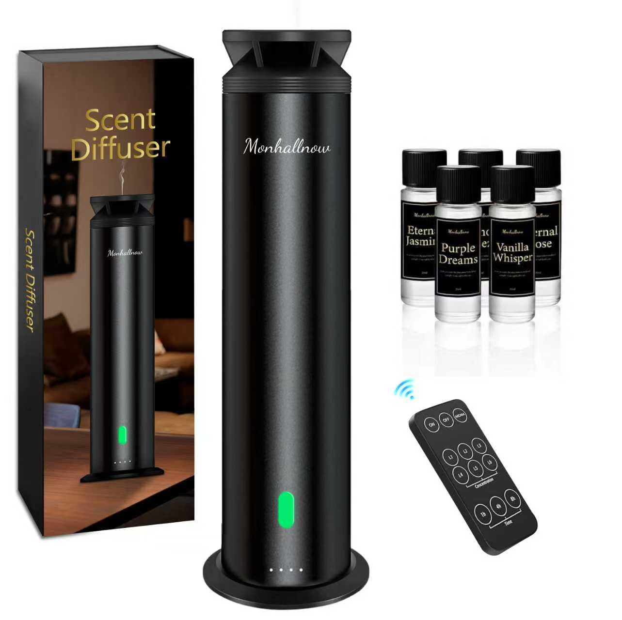 Monhallnow Waterless Scent Diffuser Starter Kit – 1,000 Sq Ft Coverage