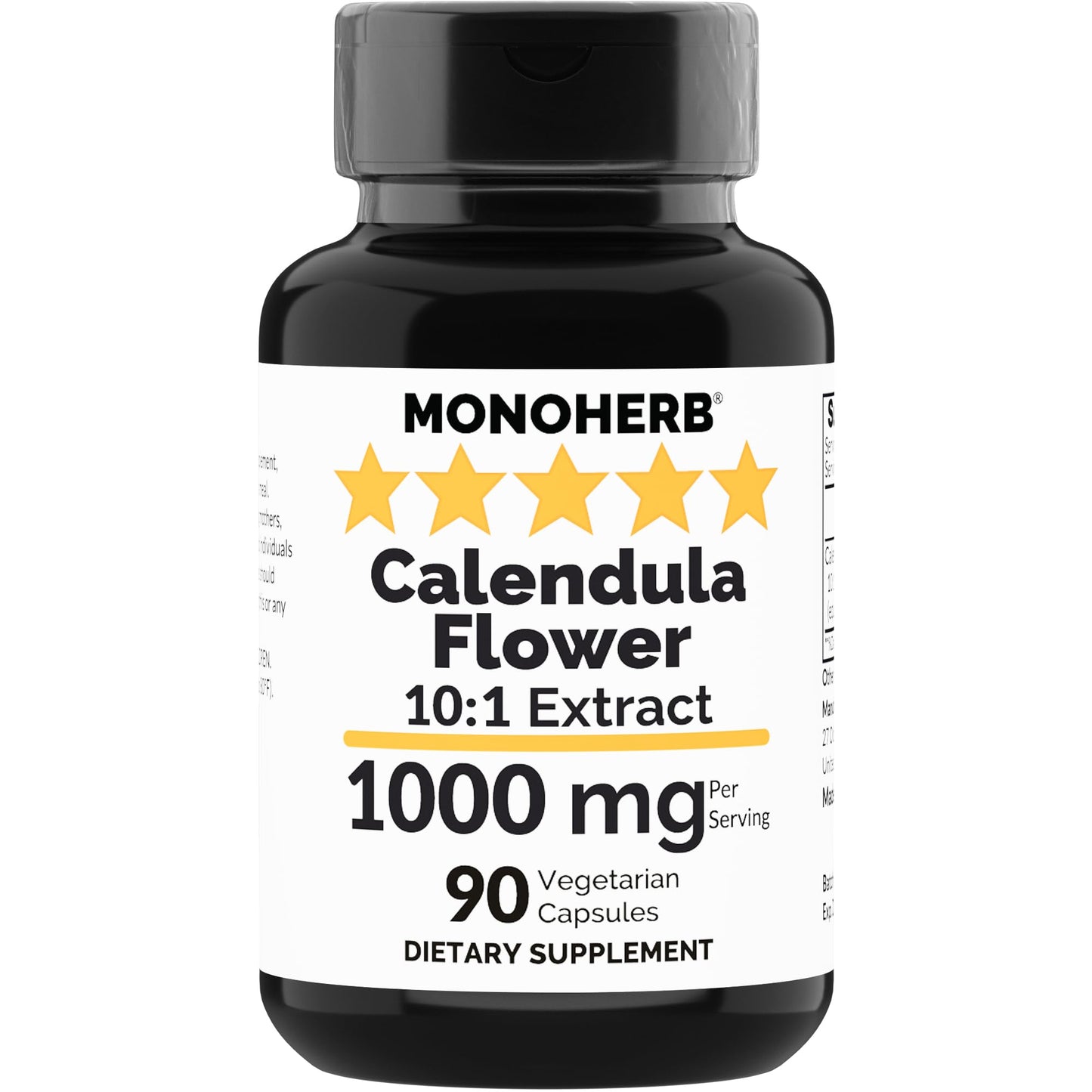 MONOHERB Calendula Flower Extract 1000 mg – 90 Vegetarian Capsules