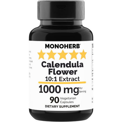 MONOHERB Calendula Flower Extract 1000 mg – 90 Vegetarian Capsules