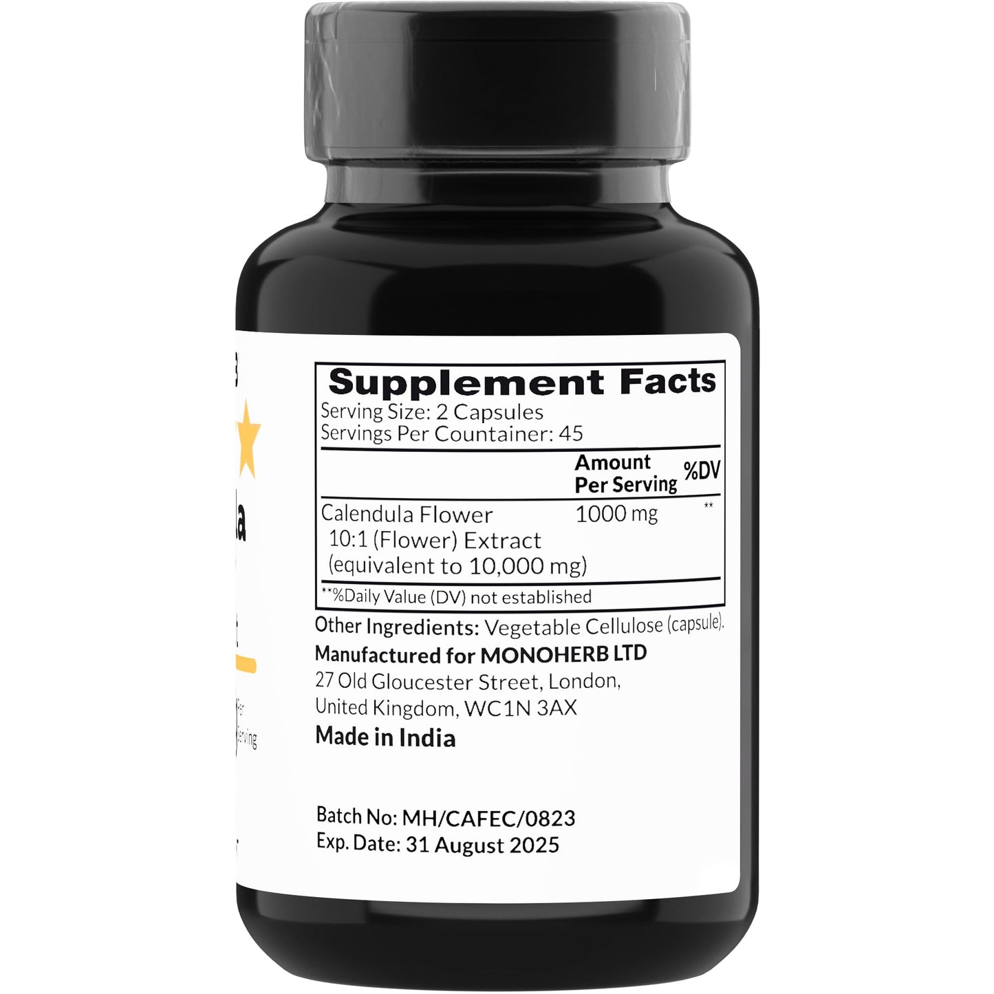 MONOHERB Calendula Flower Extract 1000 mg – 90 Vegetarian Capsules