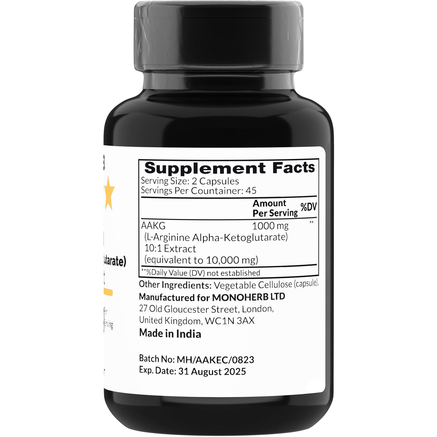 MONOHERB AAKG 1000 mg | L-Arginine Alpha-Ketoglutarate - 90 Veg Capsules