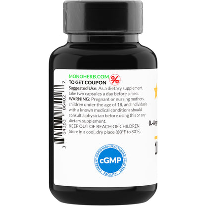 MONOHERB AAKG 1000 mg | L-Arginine Alpha-Ketoglutarate - 90 Veg Capsules