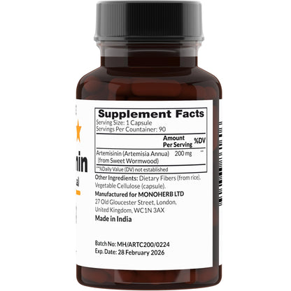 MONOHERB Artemisinin 200 mg - 90 Capsules | Artemisia Annua Supplement