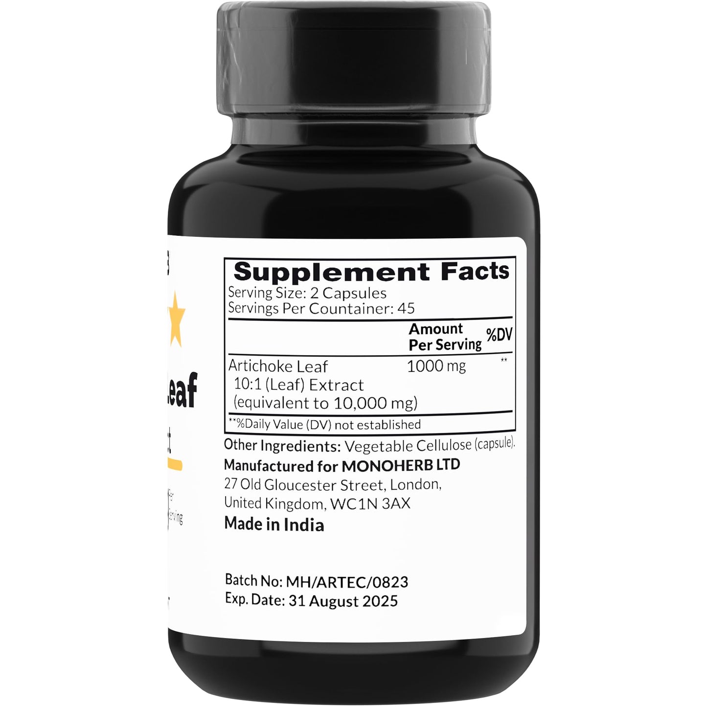 MONOHERB Artichoke Leaf Extract 1000 mg - 90 Vegetarian Capsules