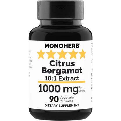MONOHERB Citrus Bergamot Extract 1000 mg - 90 Vegetarian Capsules | Extra Strength 10X