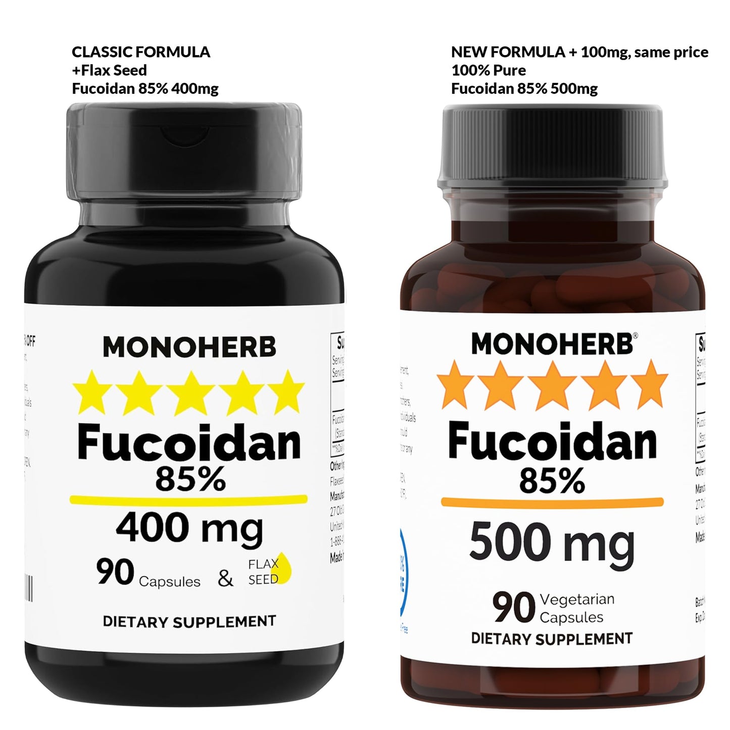 MONOHERB Fucoidan 85% 500 mg – 90 Capsules | Immune Support