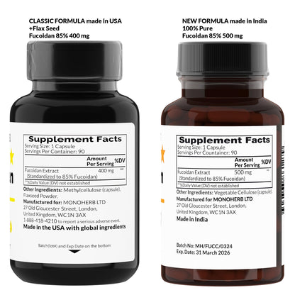 MONOHERB Fucoidan 85% 500 mg – 90 Capsules | Immune Support