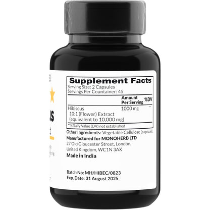 MONOHERB Hibiscus Extract 1000 mg - 90 Vegetarian Capsules