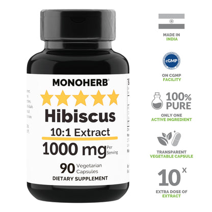 MONOHERB Hibiscus Extract 1000 mg - 90 Vegetarian Capsules