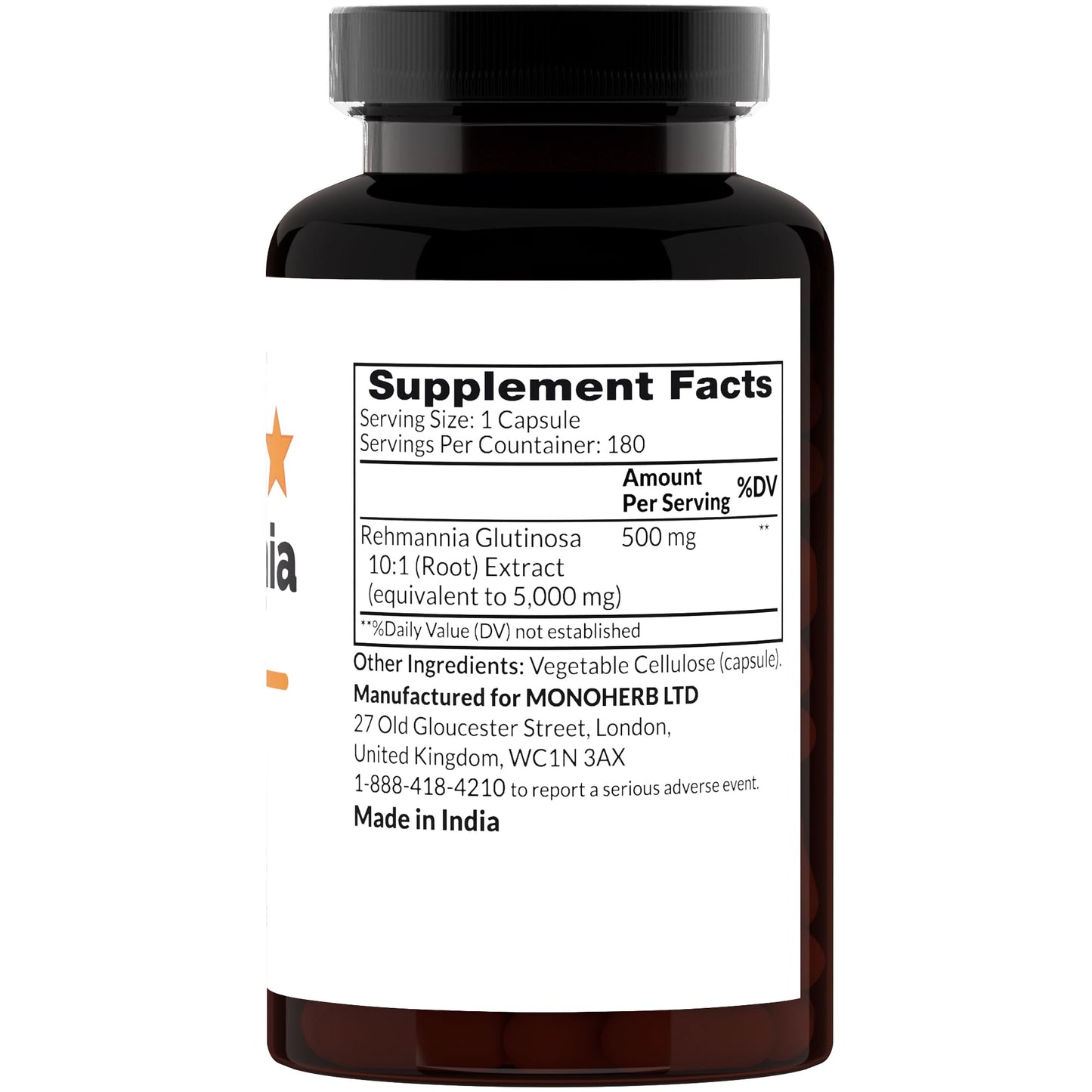MONOHERB Rehmannia Extract 500 mg - 180 Capsules