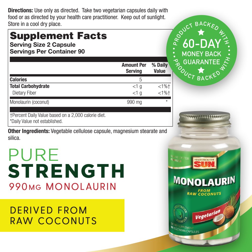 Monolaurin 990 mg - 90 Veg Capsules | Vegetarian Immune Support | Nature's Life