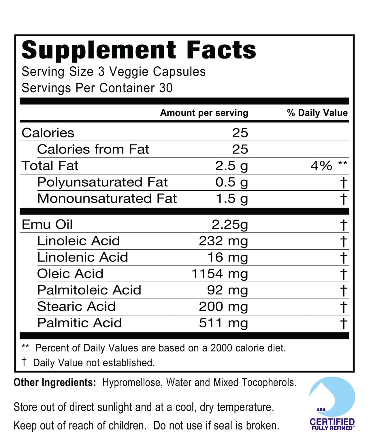 Montana Emu Ranch EMUtrients Omega Complex Emu Oil 750mg | Omega 3, 6, 7, 9 | 90 Veggie Caps