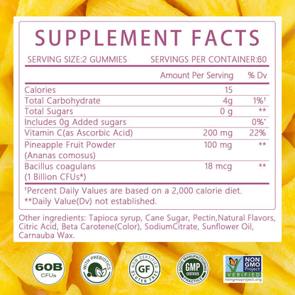Montue Premium Diamond Feminine Balance Gummies - pH Balance with Prebiotics & Lactobacillus Probiotic Blend, Hawaiian Pineapple, Immune Support, Vegan & Non-GMO (60 Gummies)